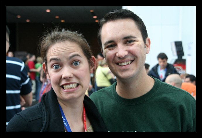 Amelia looks a little surprised to be with Wil Wheaton